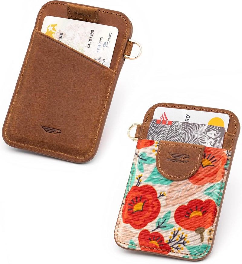 POCKT Slim Wallet for Women - Thin Card Wallets - RFID Wallet Credit Card Holder - Minimalist Keychain Wallets | Poppy - Image 2